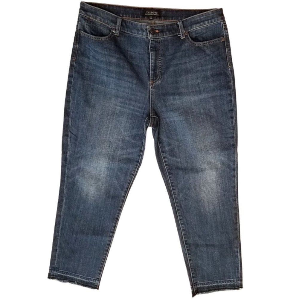 TALBOTS Flawless Five-Pocket Denim Cropped Ankle Blue Jeans - Women's 14